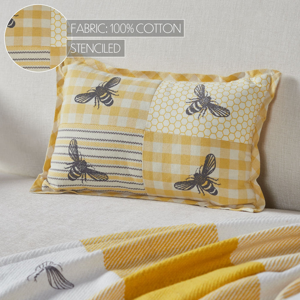 Patchwork Bee Farmhouse Lumbar Pillow