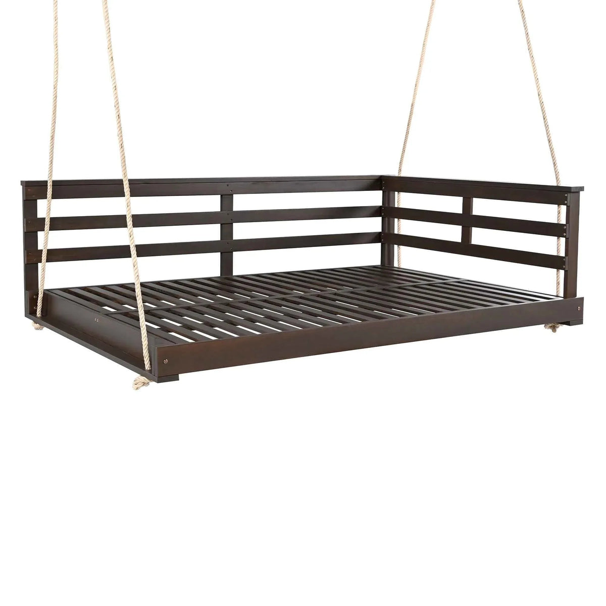 Full-Size Acacia Wood Farmhouse Porch Swing Bed