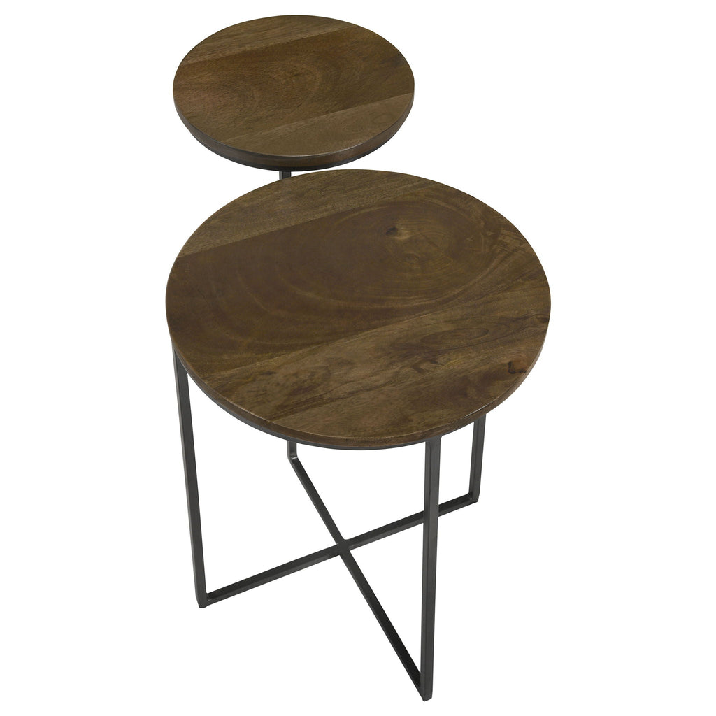 Round Mango Wood Farmhouse Side Table
