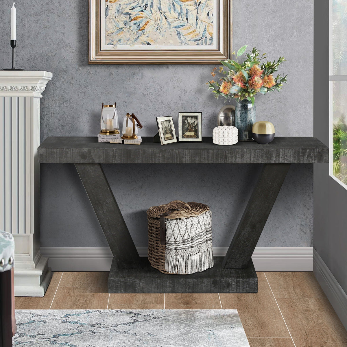 Vintage Distressed Farmhouse Entryway Bench