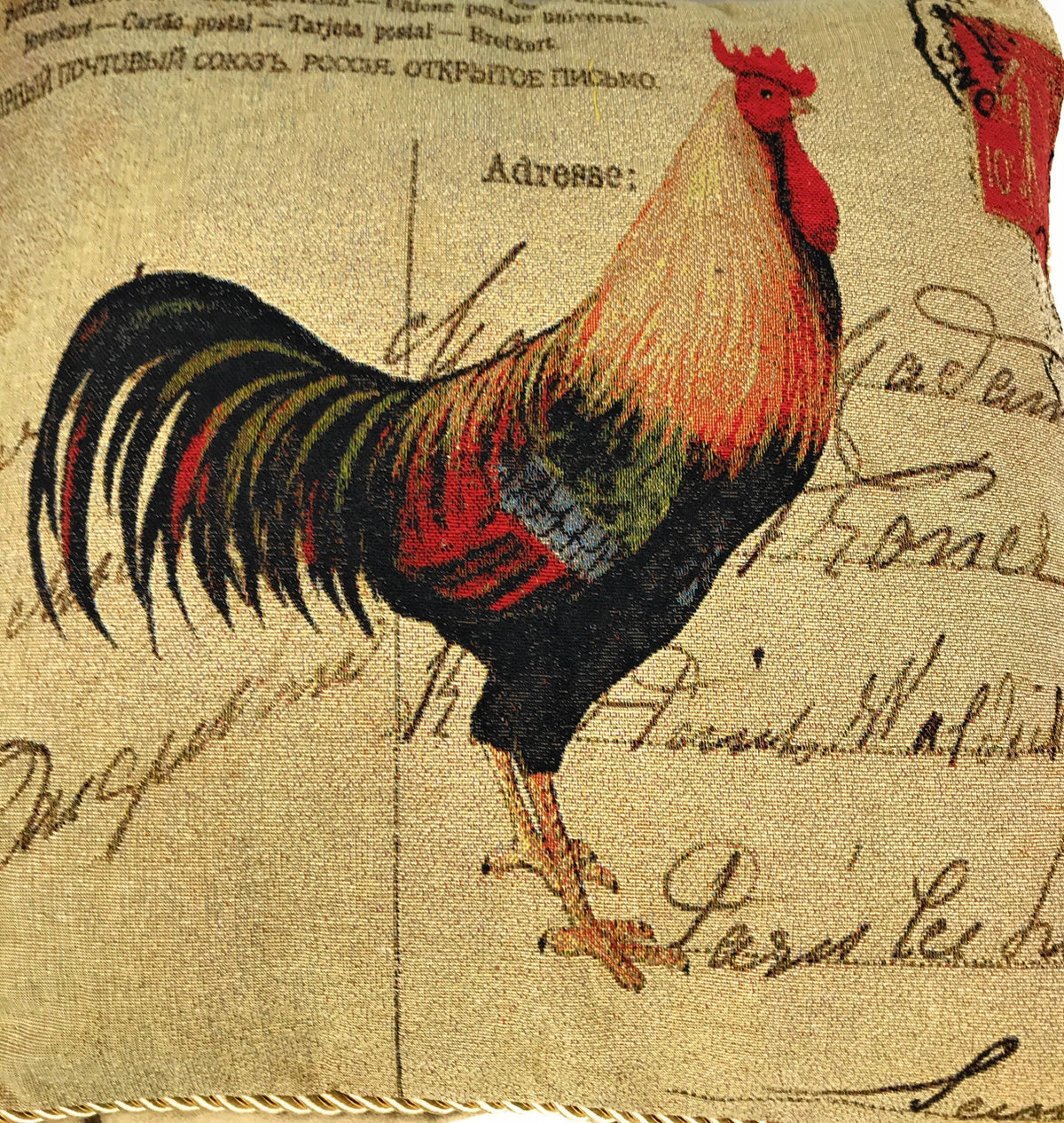 Vintage European Rooster Farmhouse Pillow Cover