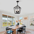 4-Light Wrought Iron Farmhouse Lantern Chandelier