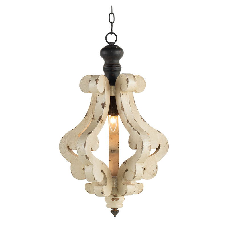 Antique Cream French Country Wood Chandelier