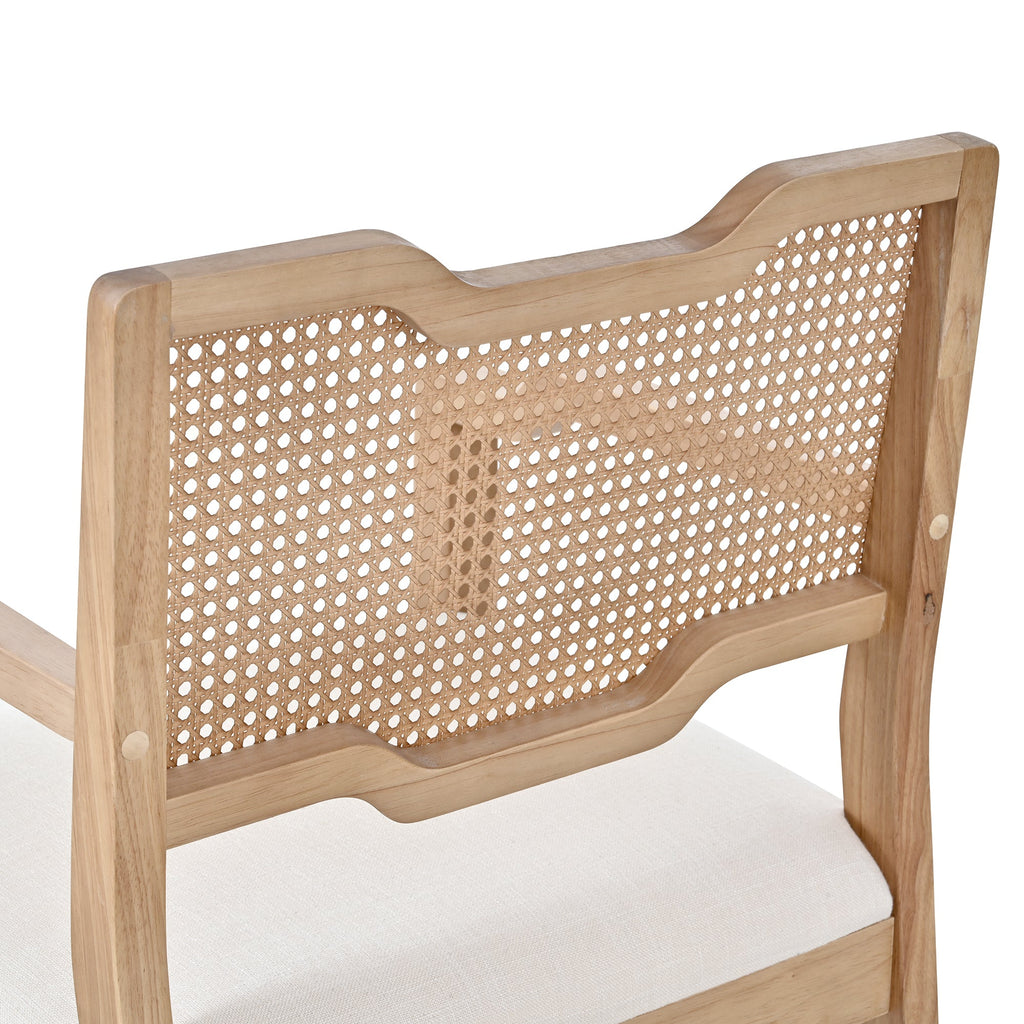 Natural Rattan-Back Farmhouse Dining Chairs – Set of 2