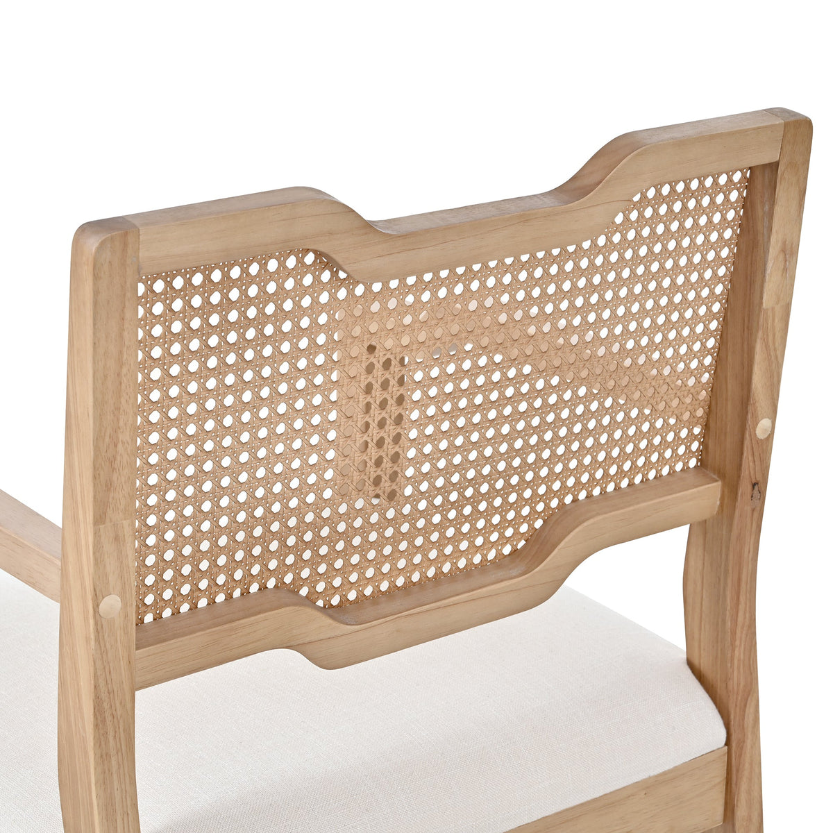 Natural Rattan-Back Farmhouse Dining Chairs – Set of 2