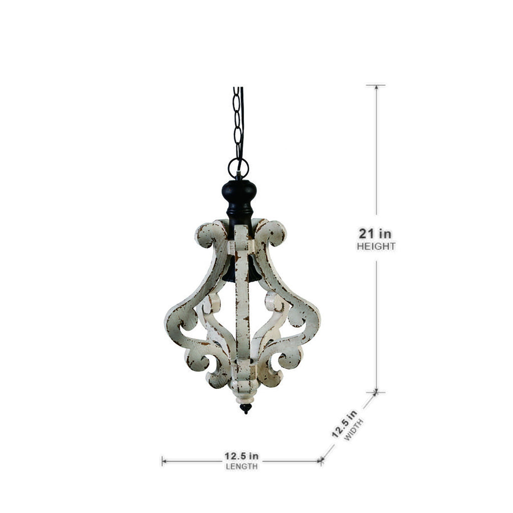 Antique Cream French Country Wood Chandelier