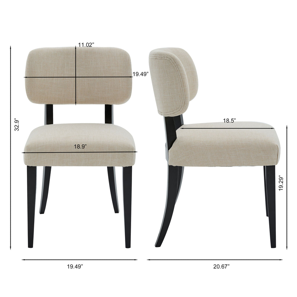 Cream Upholstered Farmhouse Dining Chairs – Set of 2