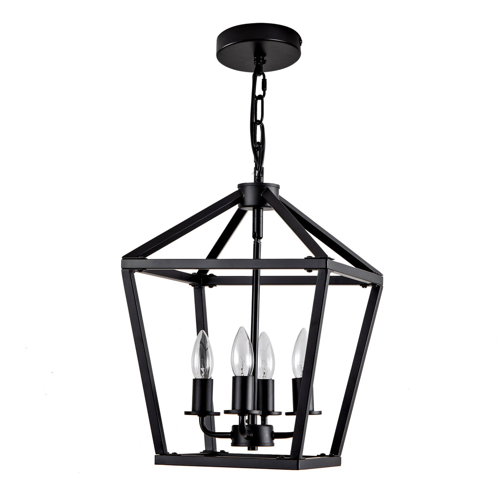 4-Light Wrought Iron Farmhouse Lantern Chandelier