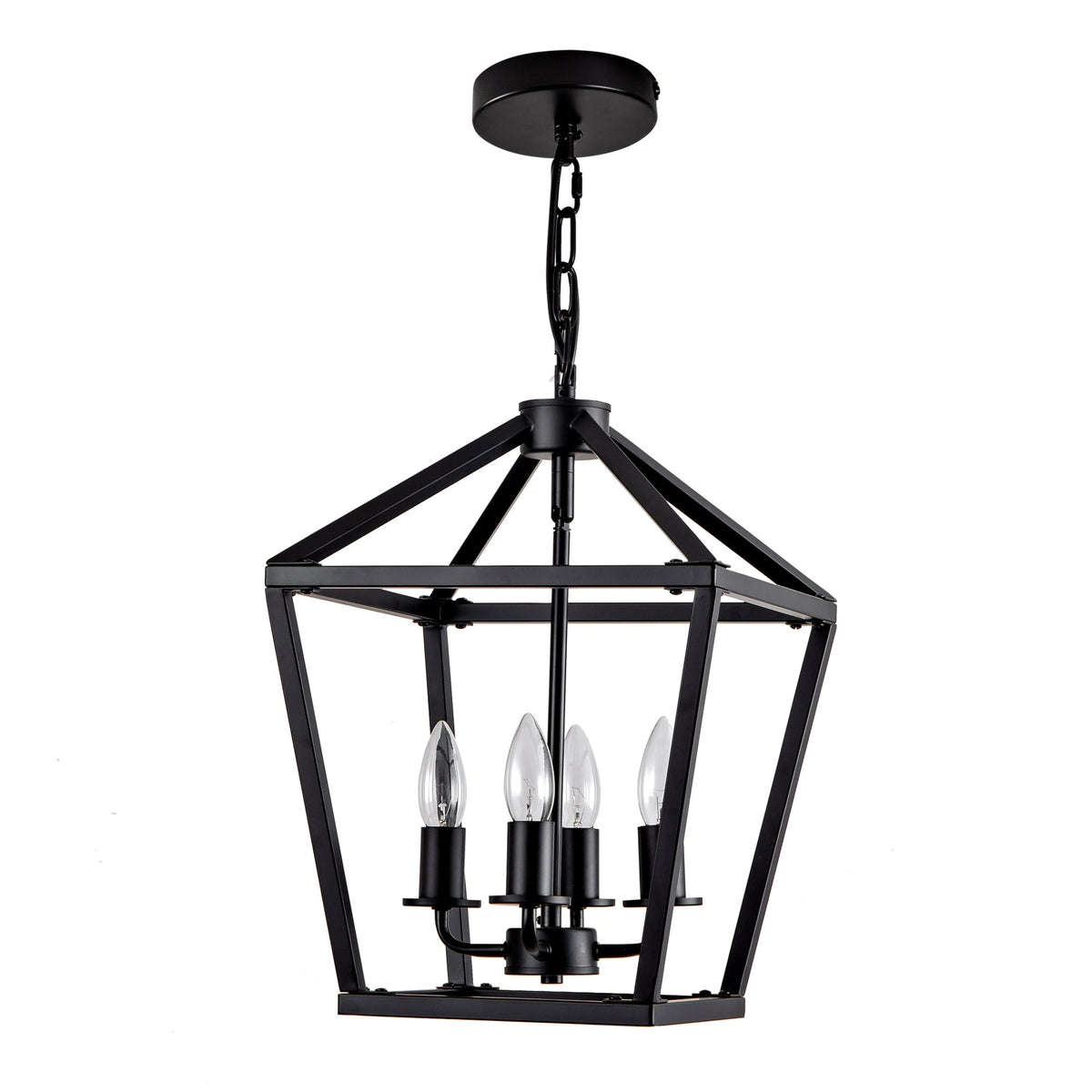 4-Light Wrought Iron Farmhouse Lantern Chandelier