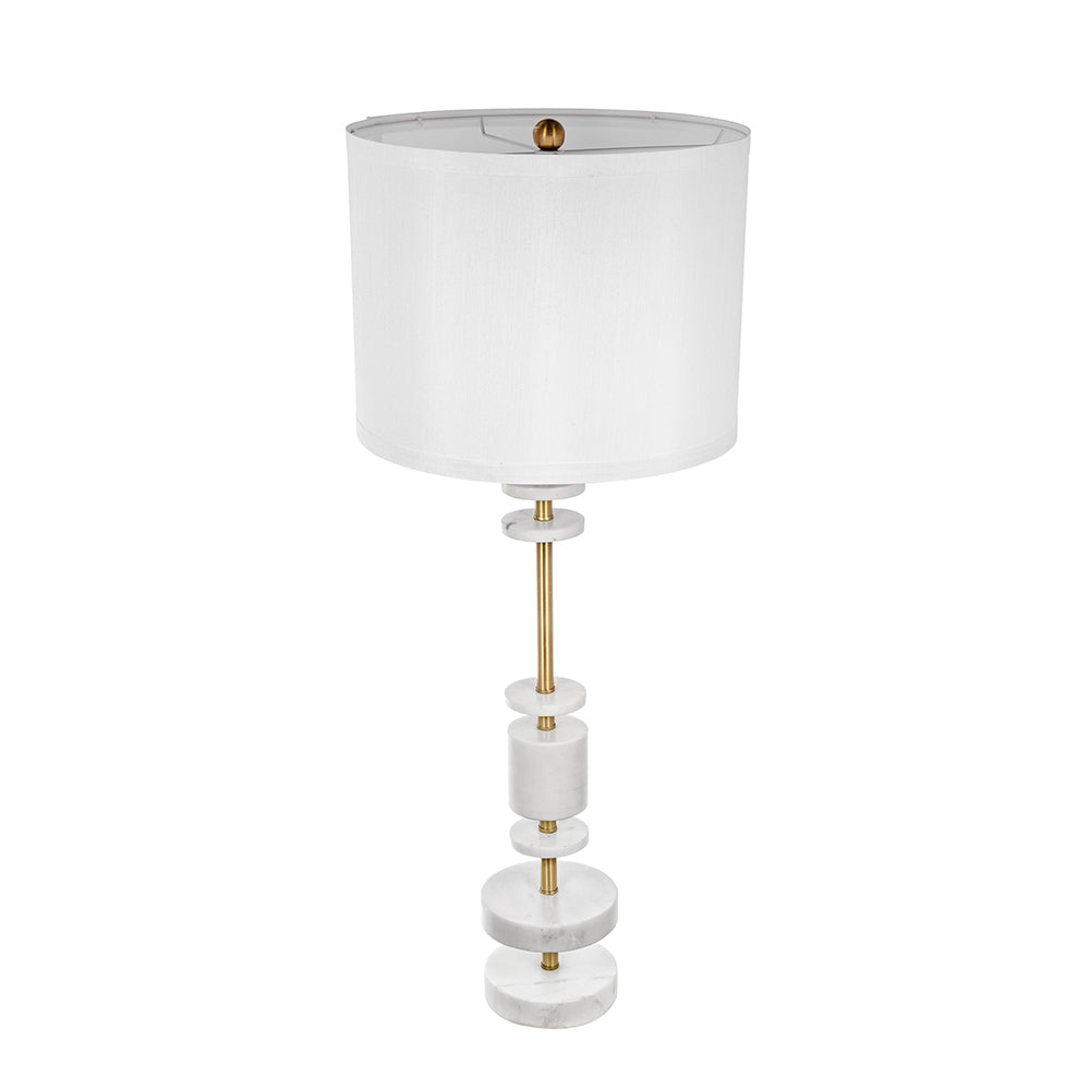 White Marble & Brass Farmhouse Table Lamp