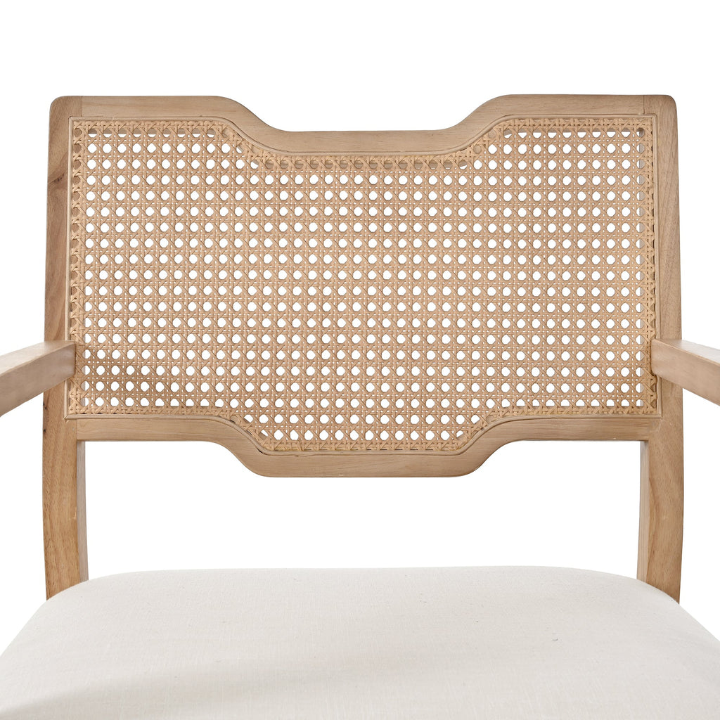 Natural Rattan-Back Farmhouse Dining Chairs – Set of 2