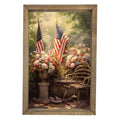 Patriotic Garden Flags Farmhouse Framed Wall Art