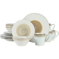 Taupe Embossed Farmhouse Stoneware Dinnerware Set