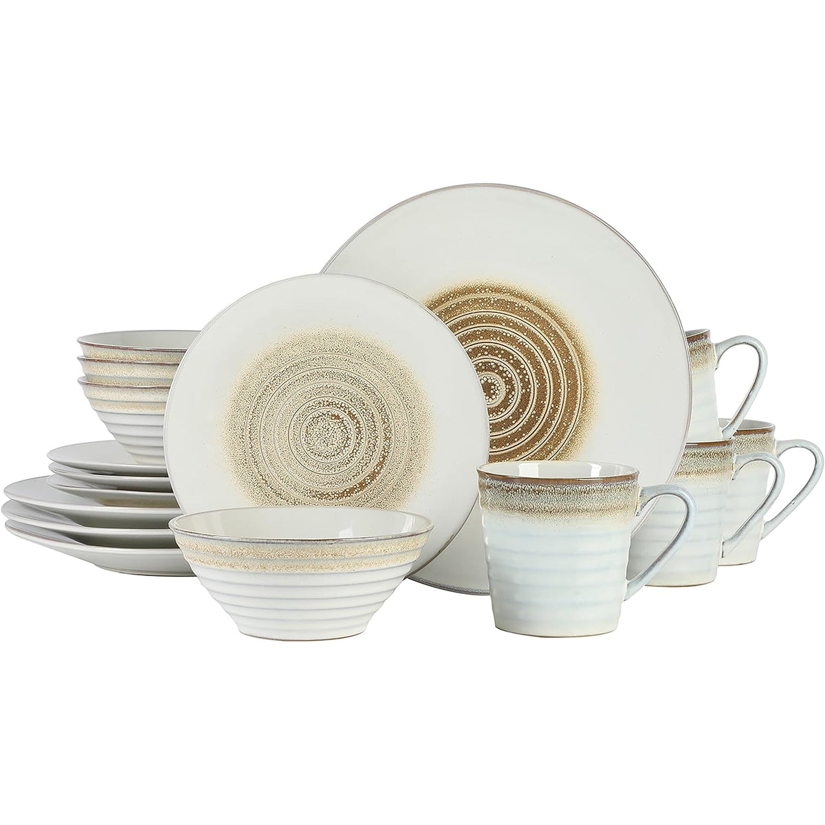 Taupe Embossed Farmhouse Stoneware Dinnerware Set