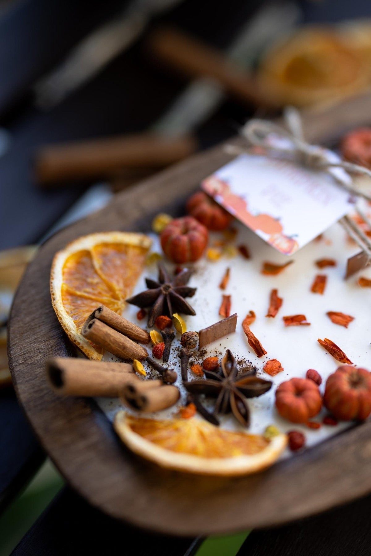 Rustic Wooden Pumpkin Dough Bowl Candle