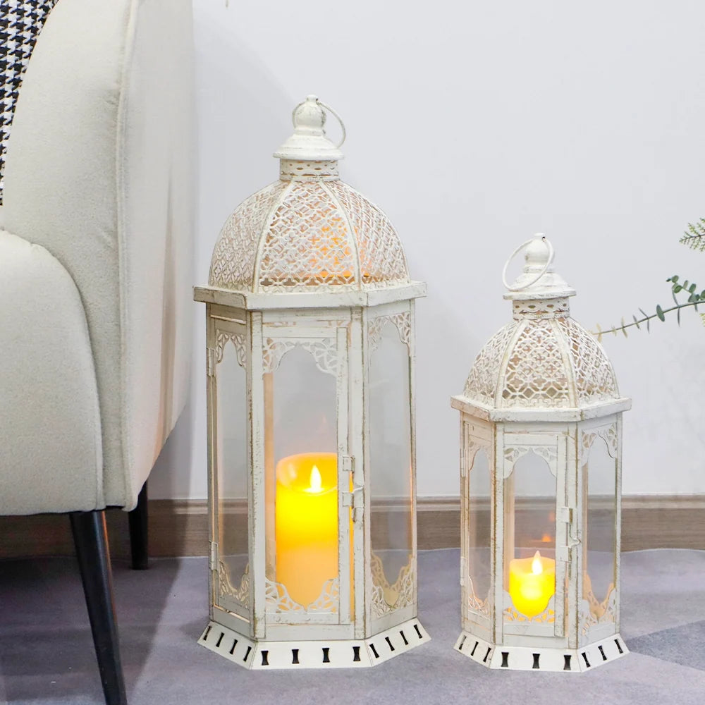 Vintage Farmhouse Metal Lanterns – Set of 2