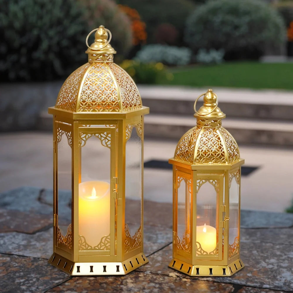 Vintage Farmhouse Metal Lanterns – Set of 2