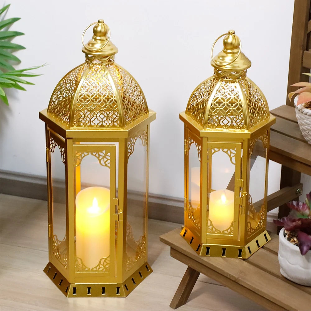 Vintage Farmhouse Metal Lanterns – Set of 2