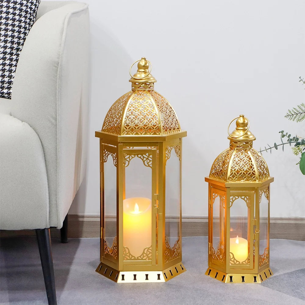 Vintage Farmhouse Metal Lanterns – Set of 2