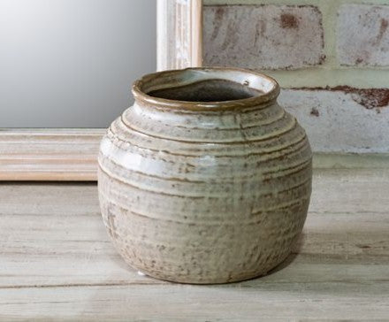 Milky Beige Cottage Farmhouse Ceramic Vase