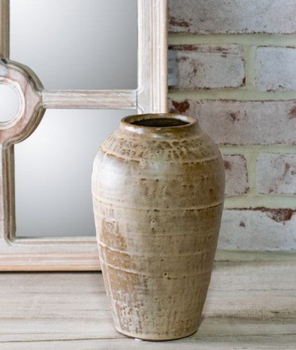 Milky Beige Cottage Farmhouse Ceramic Vase