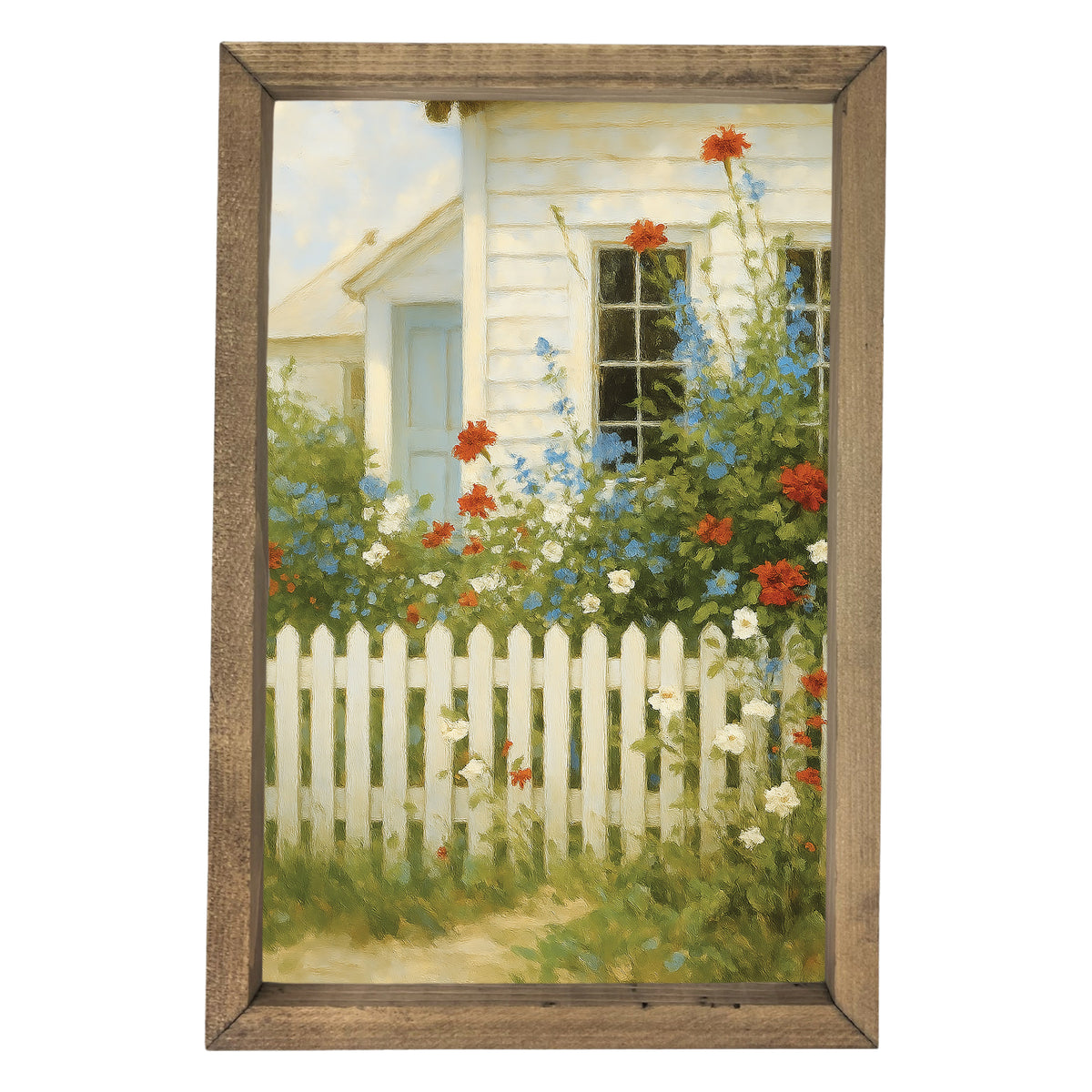 Cottage Garden Fence Farmhouse Framed Wall Art