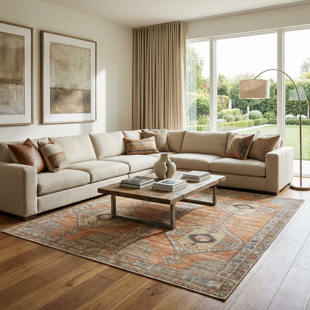 Medinah Vintage-Style Washable Farmhouse Runner Rug