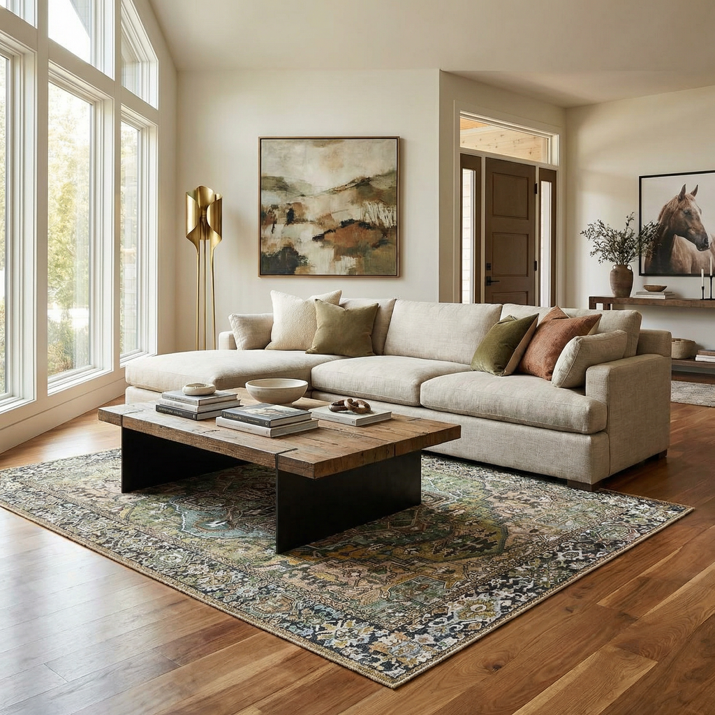 Neyland Sage Vintage-Inspired Farmhouse Rug