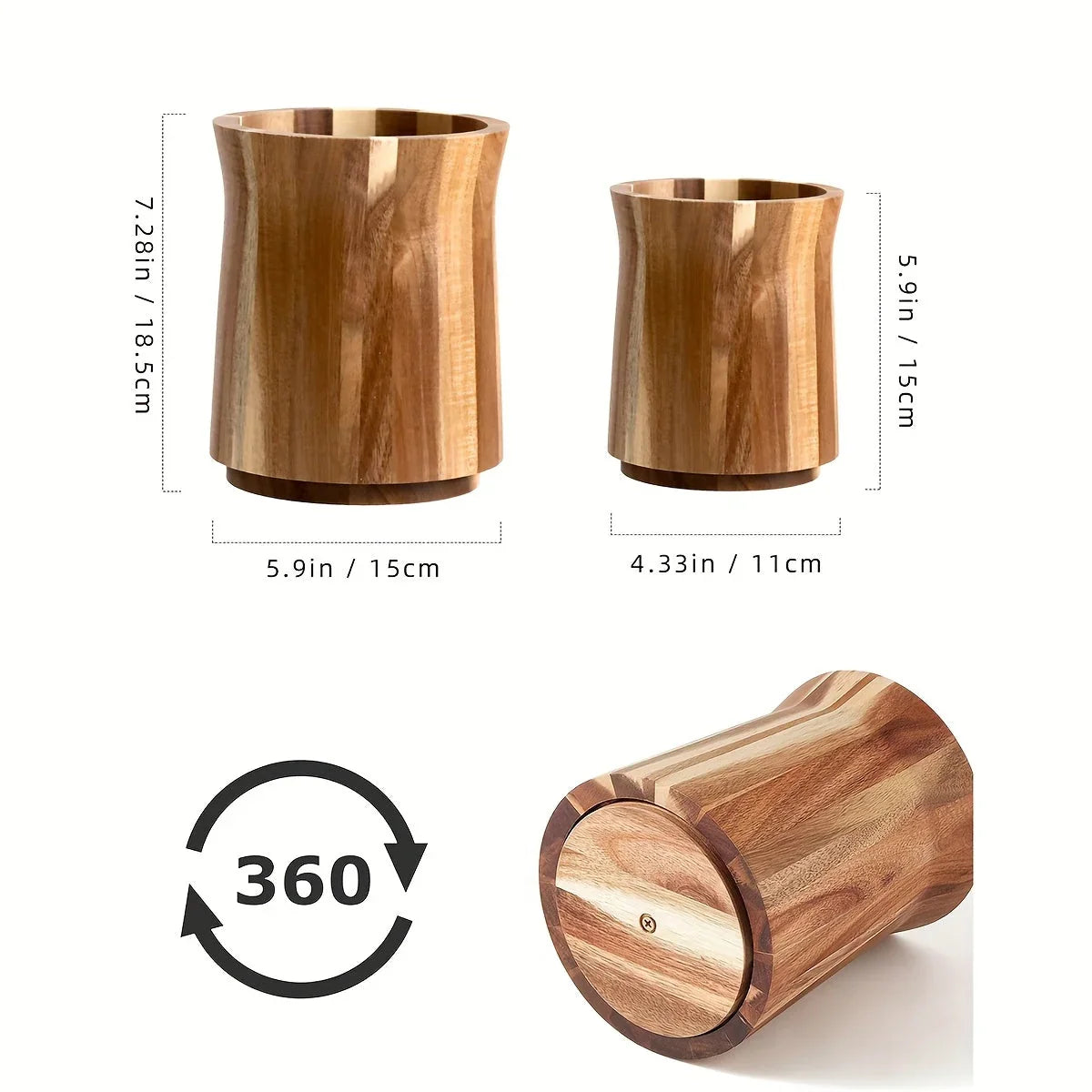 Acacia Wood Farmhouse Utensil Holder