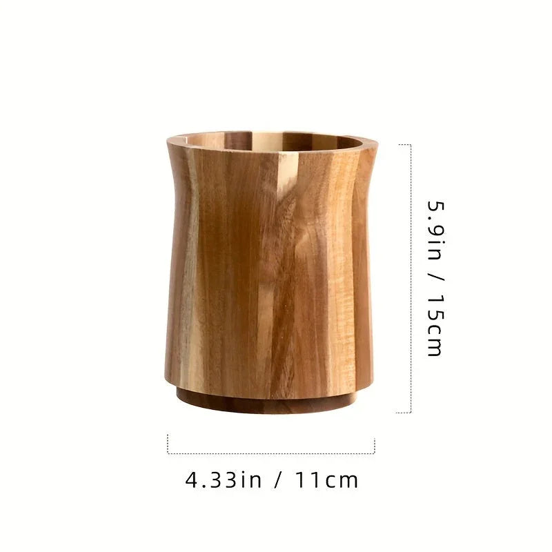Acacia Wood Farmhouse Utensil Holder